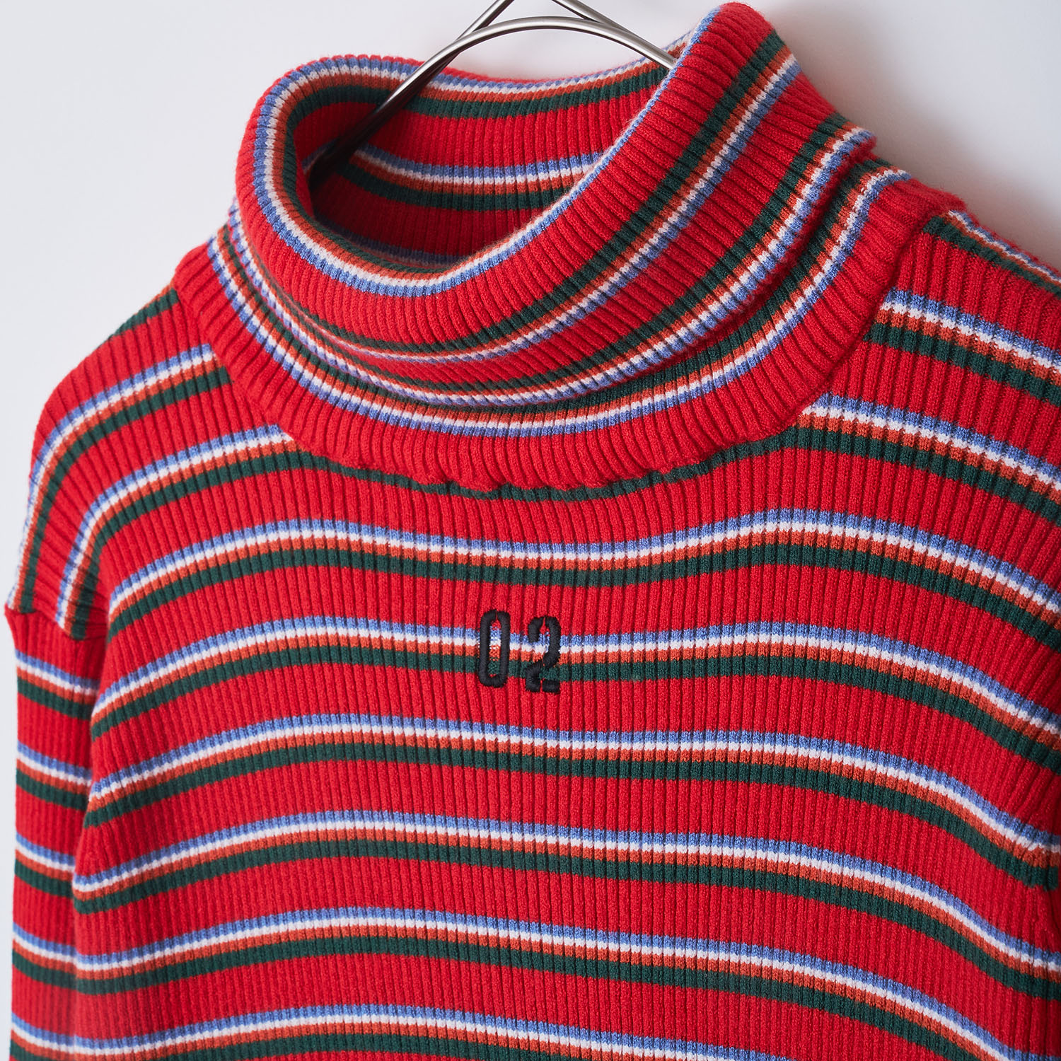 Multi Border EVA Knit by naokitomizuka（RED(02)）