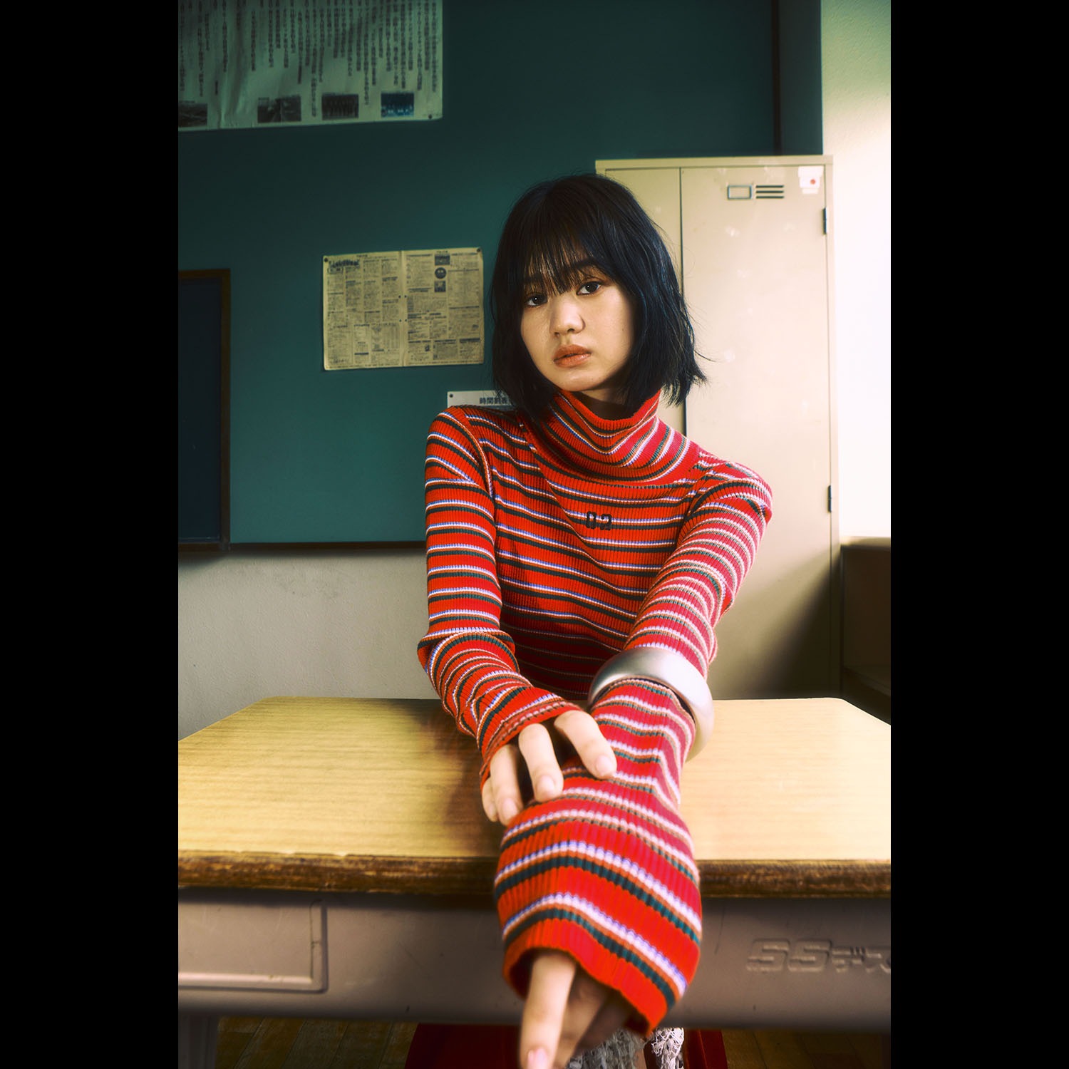 Multi Border EVA Knit by naokitomizuka（RED(02)）