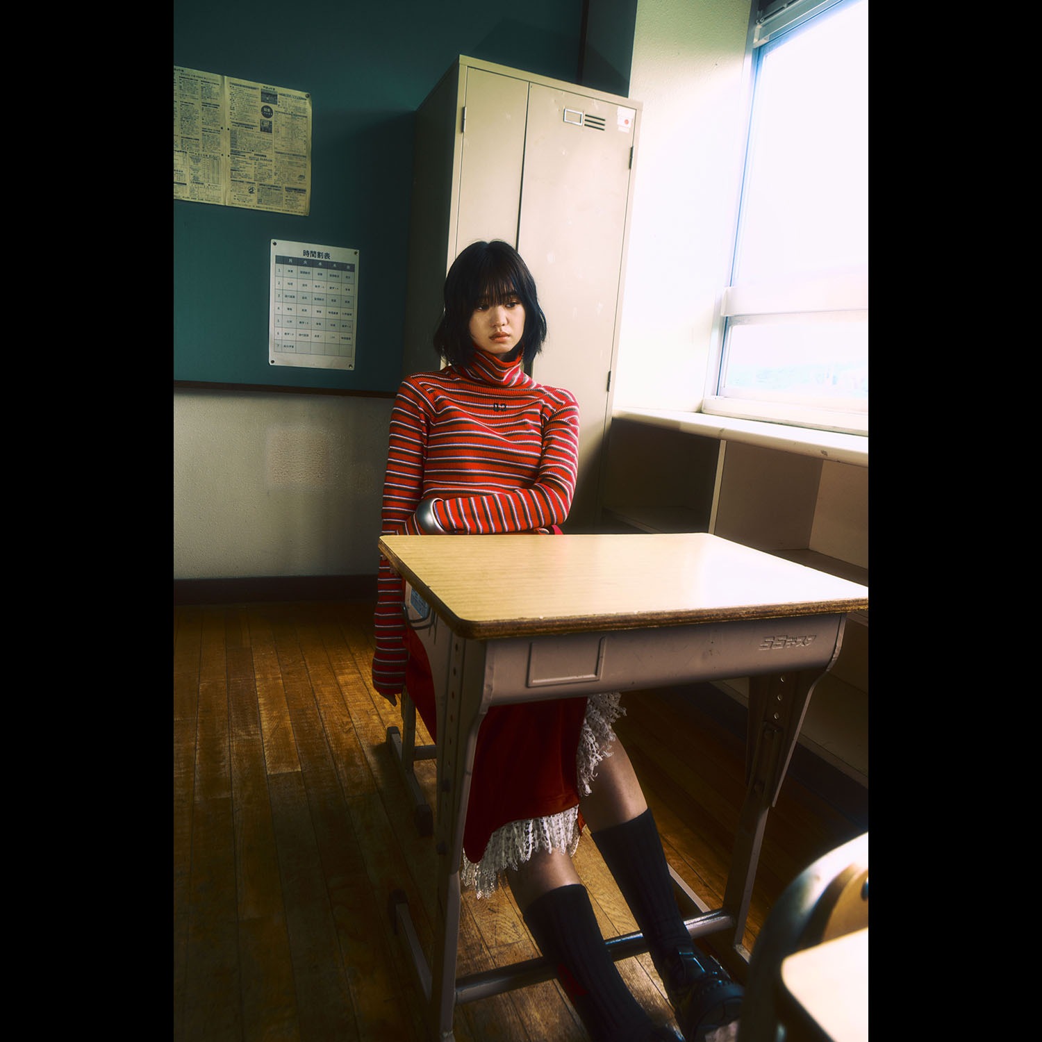 Multi Border EVA Knit by naokitomizuka（RED(02)）