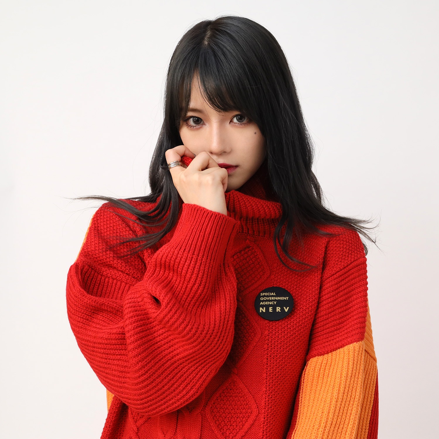 EVANGELION Panel Turtleneck Knit (RED(ASUKA))