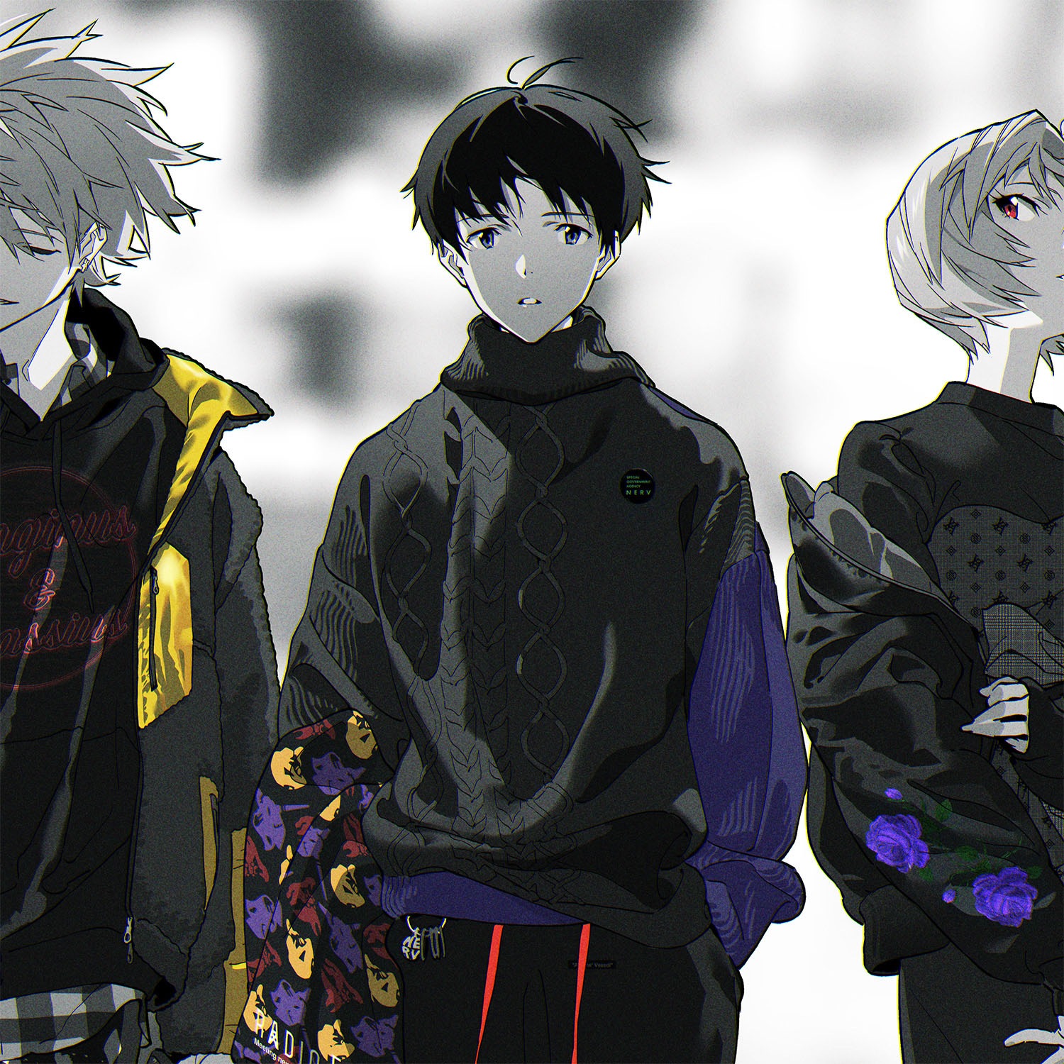 EVANGELION Panel Turtleneck Knit (RED(ASUKA))