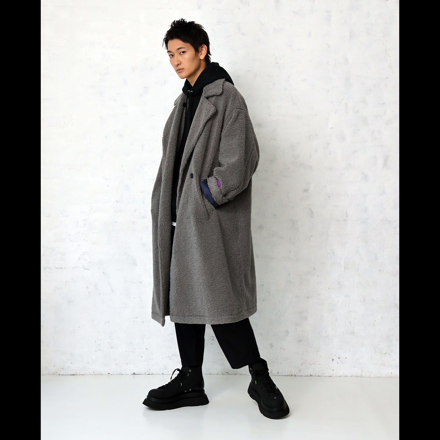 EVANGELION BOA CHESTERFIELD COAT (GRAY)