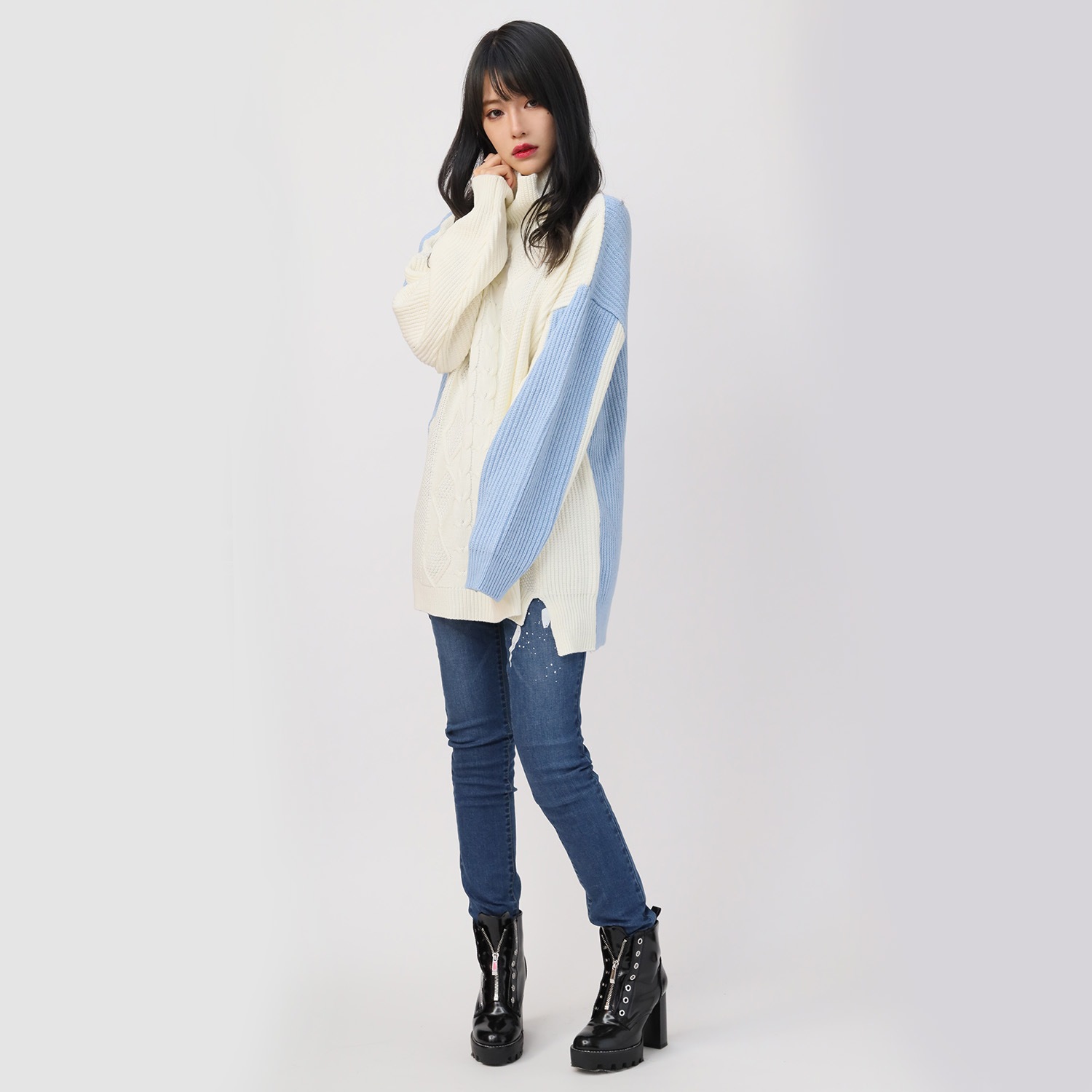 EVANGELION Panel Turtleneck Knit (WHITE(REI))