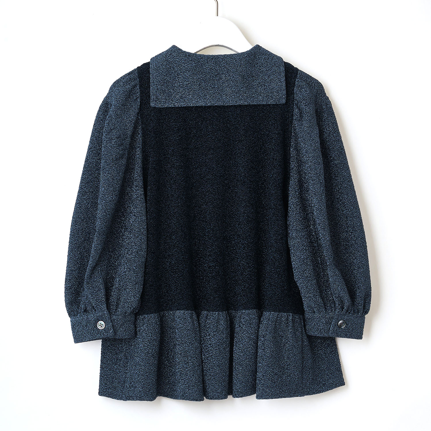 Half Zip Shiny Blouse by naokitomizuka（NAVY）