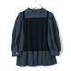 Half Zip Shiny Blouse by naokitomizuka（NAVY）