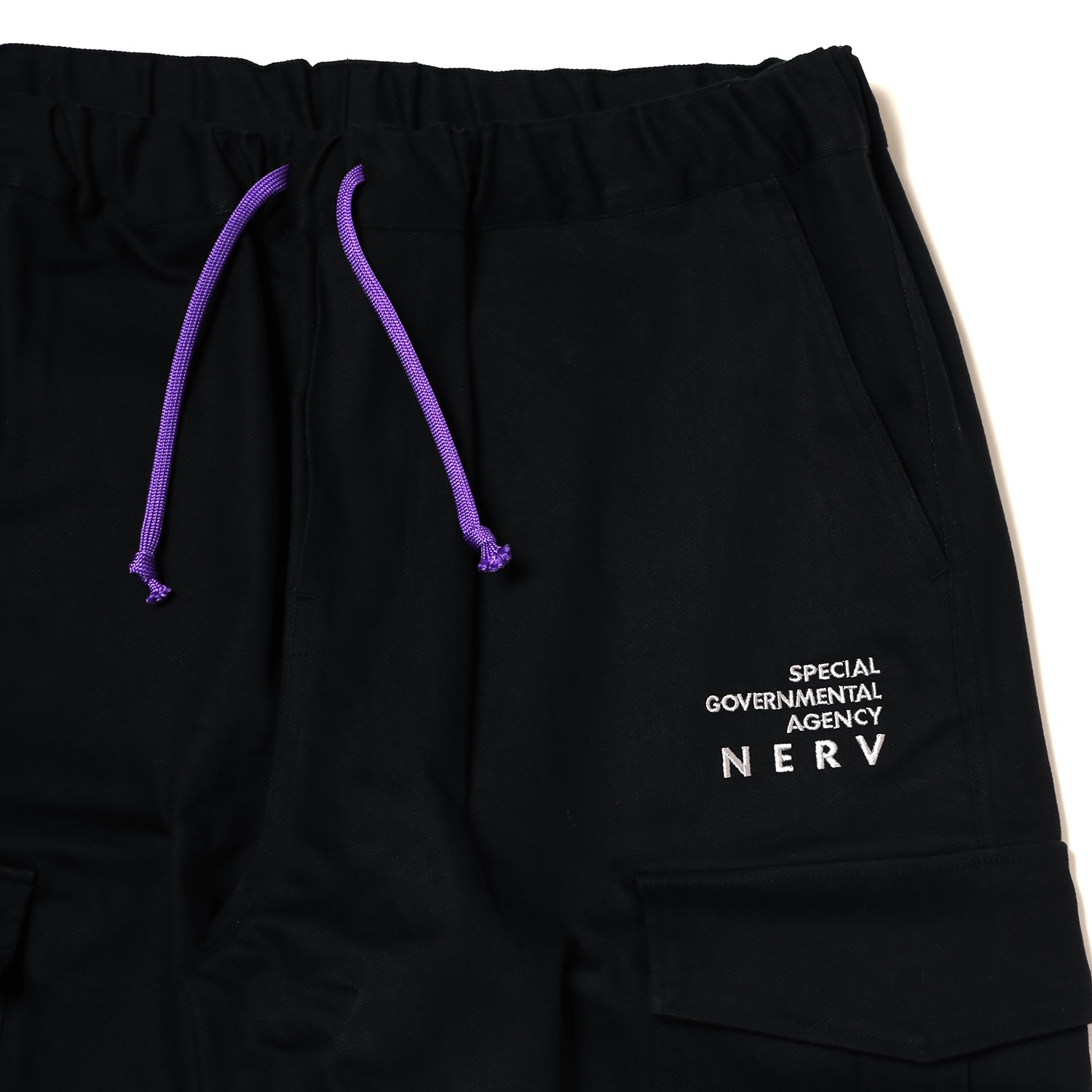 NERV WIDE CARGO PANTS (BLACK)