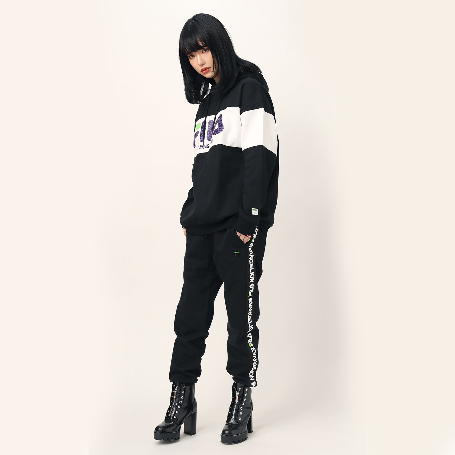 FILA MONOGRAM LOGO PARKA EVANGELION LIMITED (BLACK(EVA-01))