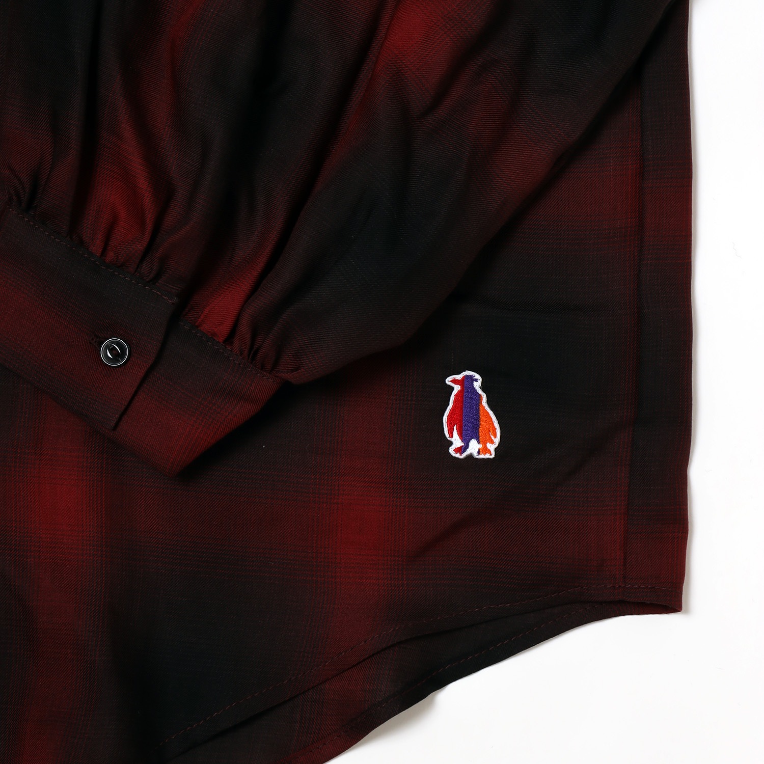 EVANGELION OMBRE CHECKED SHEER SHIRTS (RED)