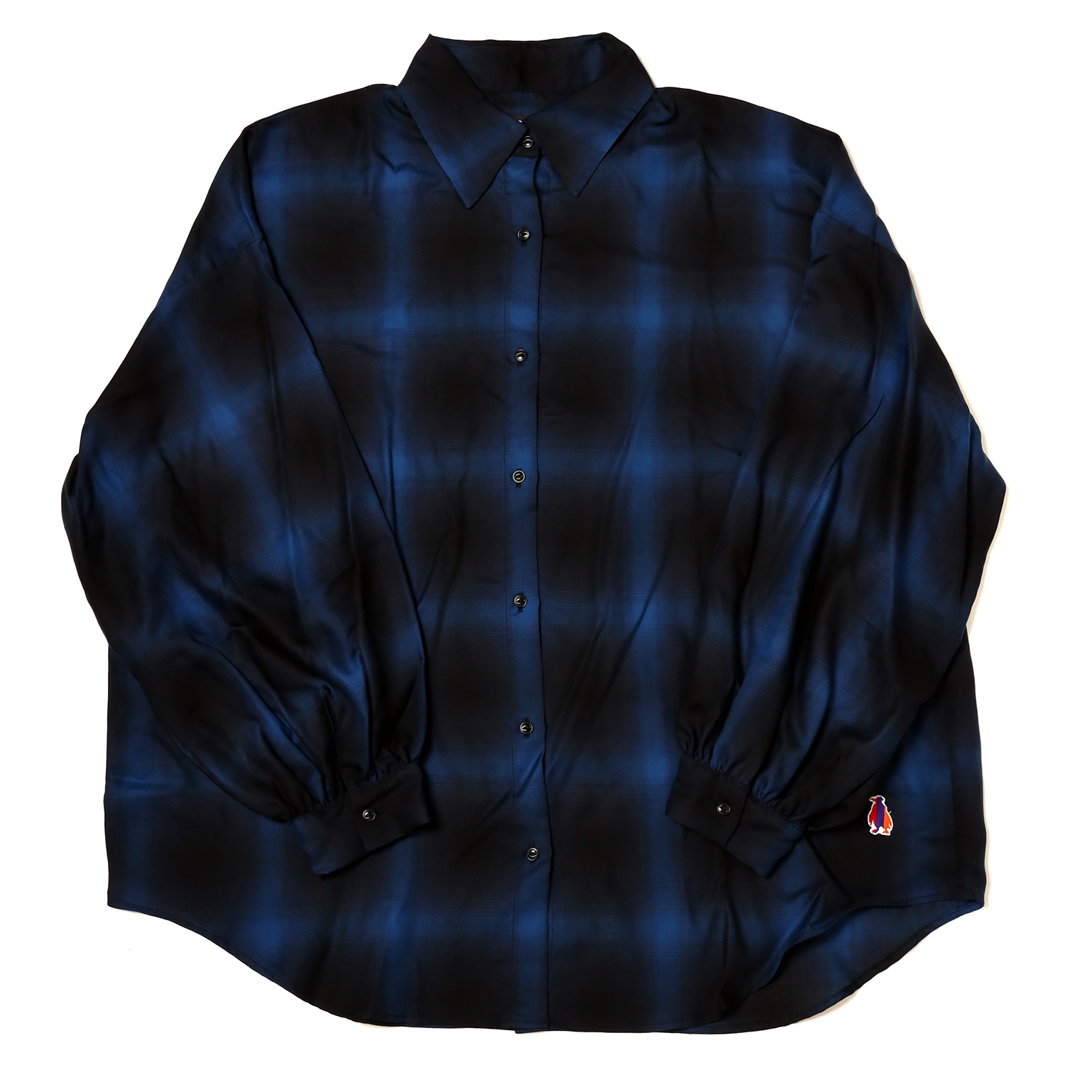 EVANGELION OMBRE CHECKED SHEER SHIRTS (BLUE)