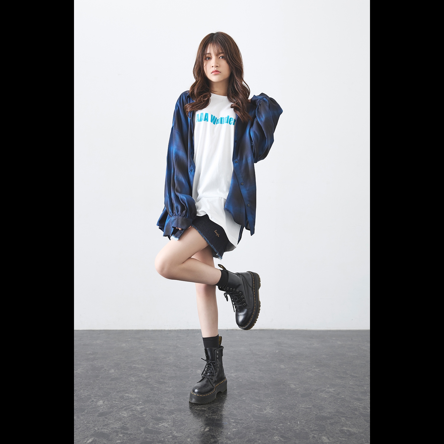 EVANGELION OMBRE CHECKED SHEER SHIRTS (BLUE)