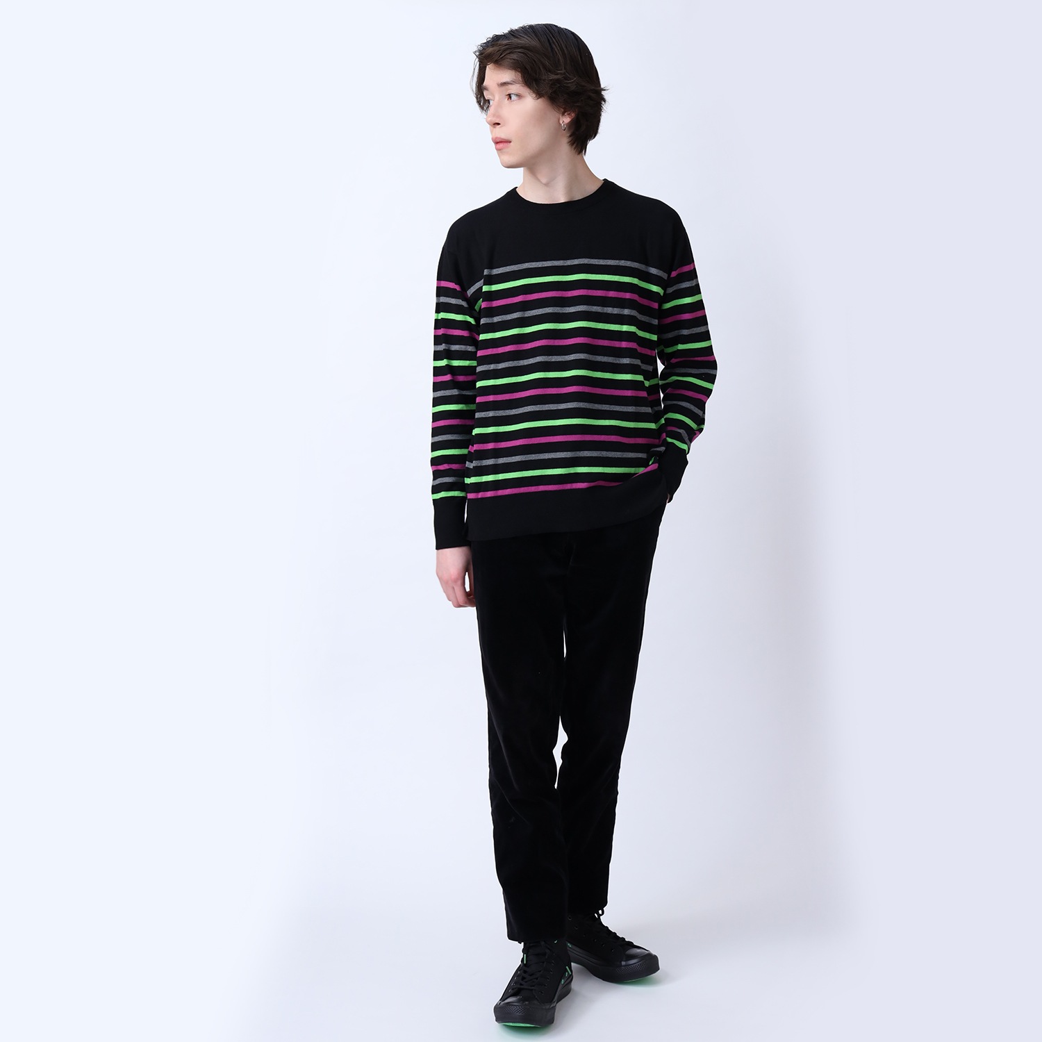 EVANGELION BORDER KNIT (GRAY×GREEN×PURPLE)