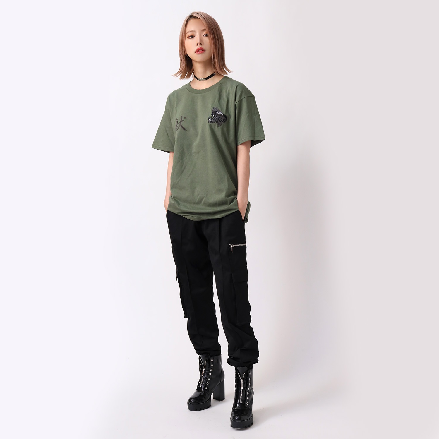 THE BEAST EMBROIDERY T-Shirt (OLIVE)