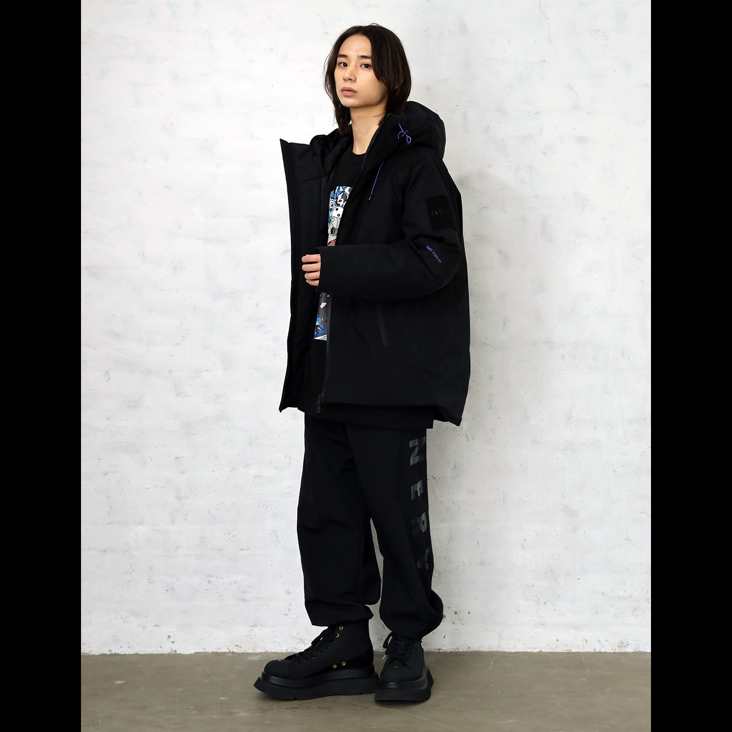 EVANGELION SOLID  DOWN JACKET (BLACK(EVA-01))