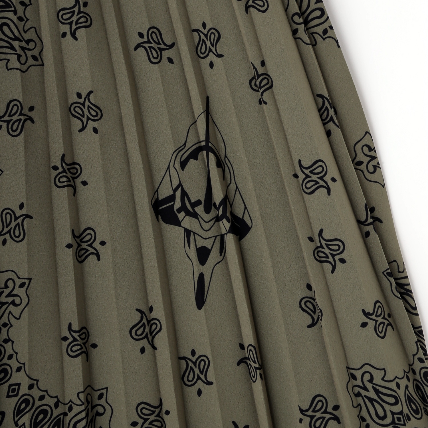 EVA-01 Paisleys Bandanna Pleated Skirt（OLIVE）
