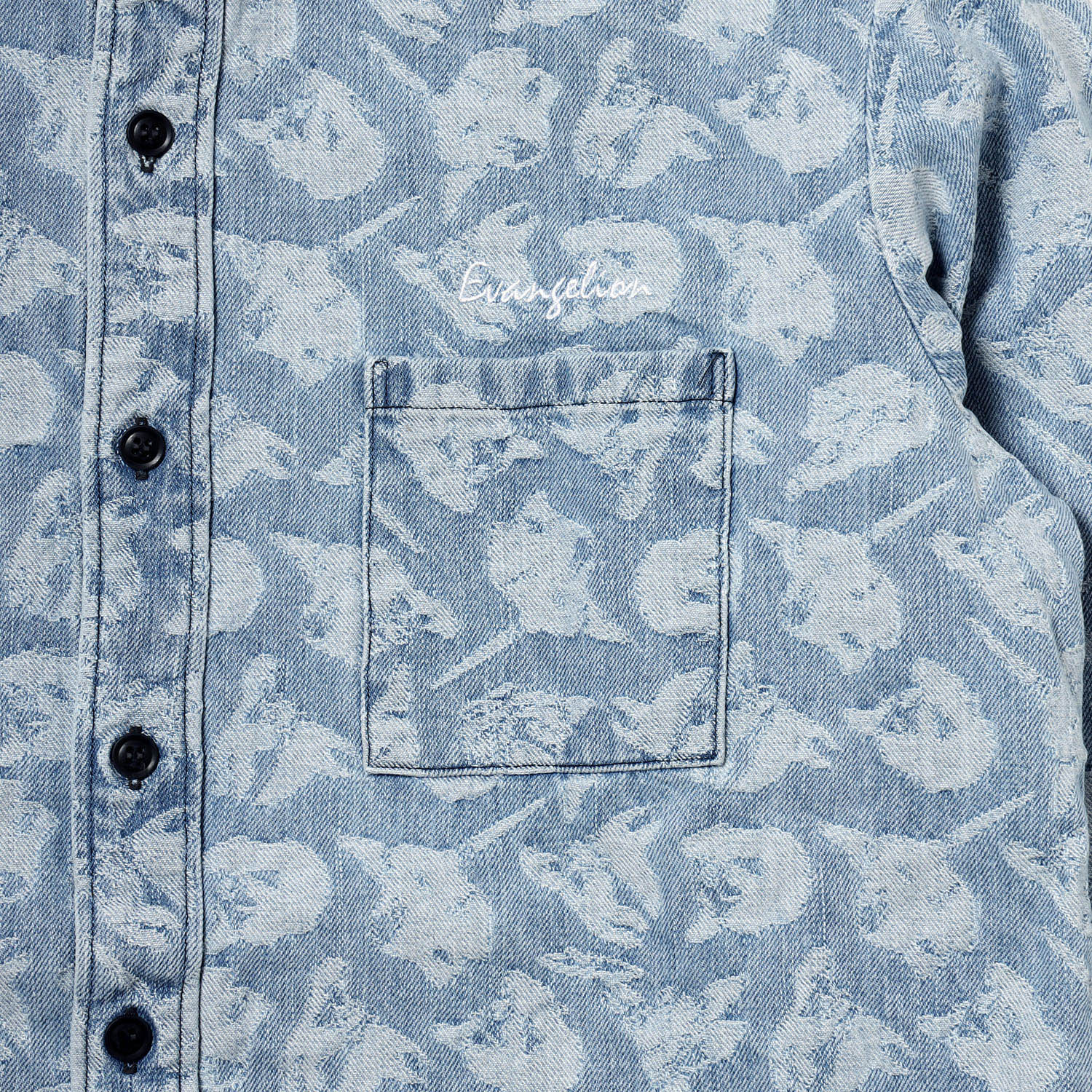 EVANGELION MONOGRAM JACQUARD DENIM SHIRT (INDIGO)