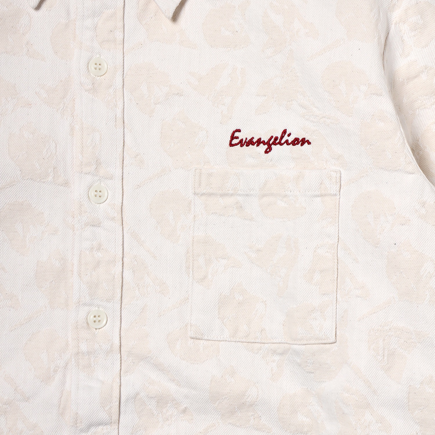 EVANGELION MONOGRAM JACQUARD DENIM SHIRT (WHITE)