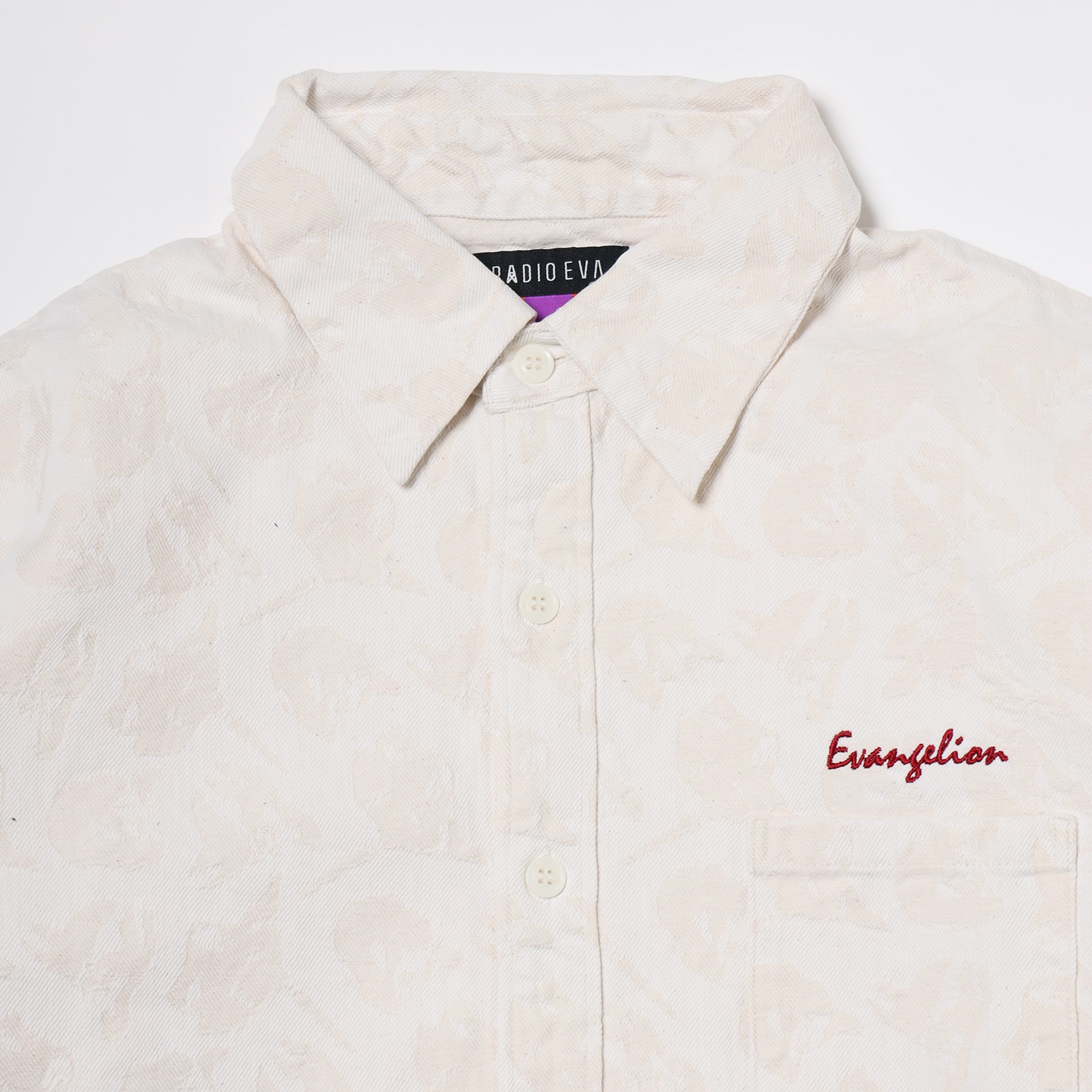 EVANGELION MONOGRAM JACQUARD DENIM SHIRT (WHITE)