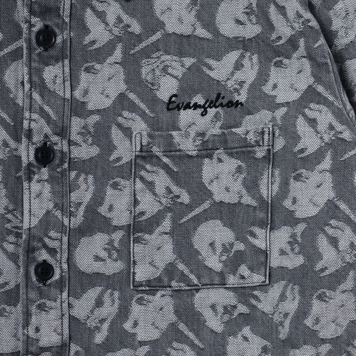 EVANGELION MONOGRAM JACQUARD DENIM SHIRT (BLACK)