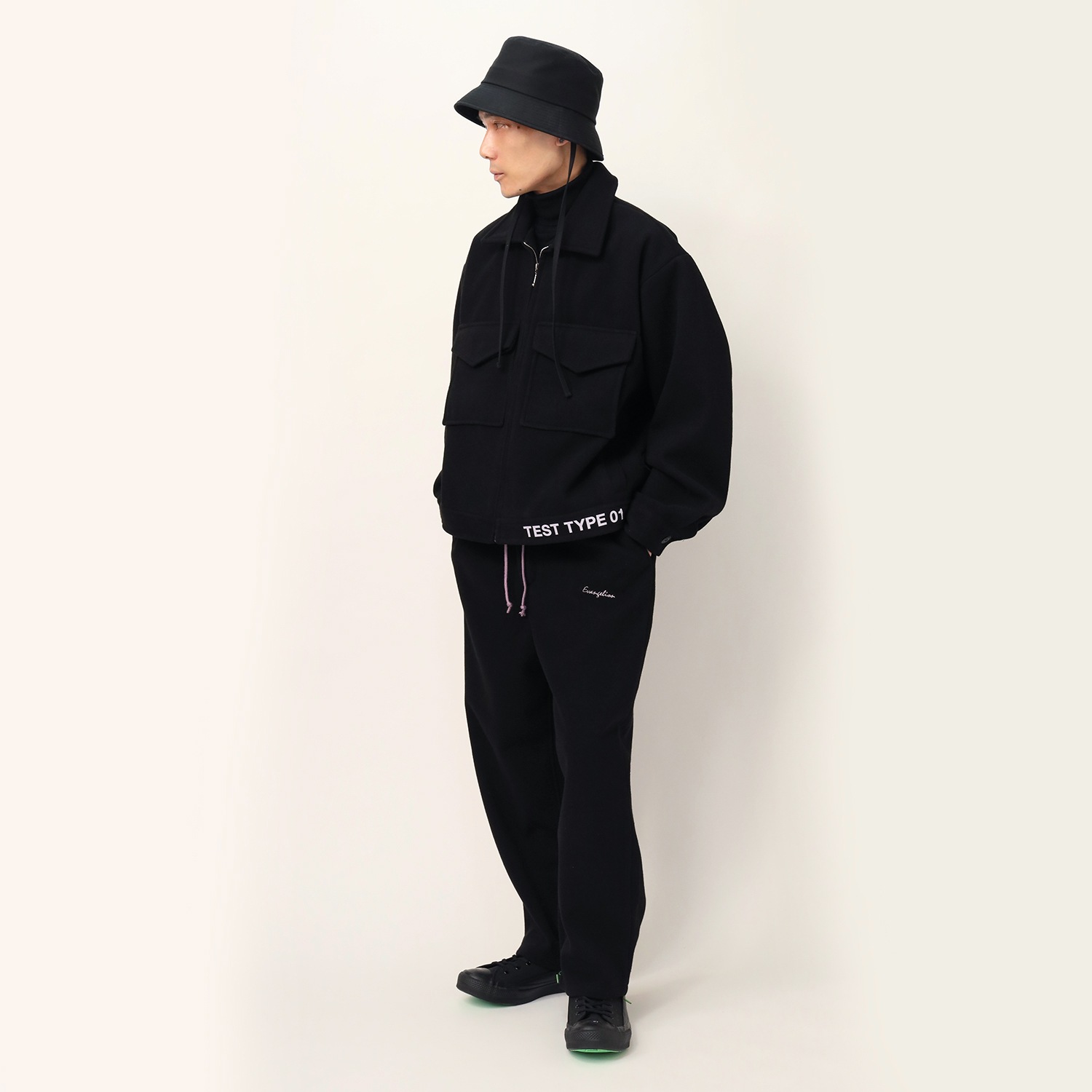 RADIO EVA Tapered Wide Pants (BLACK)