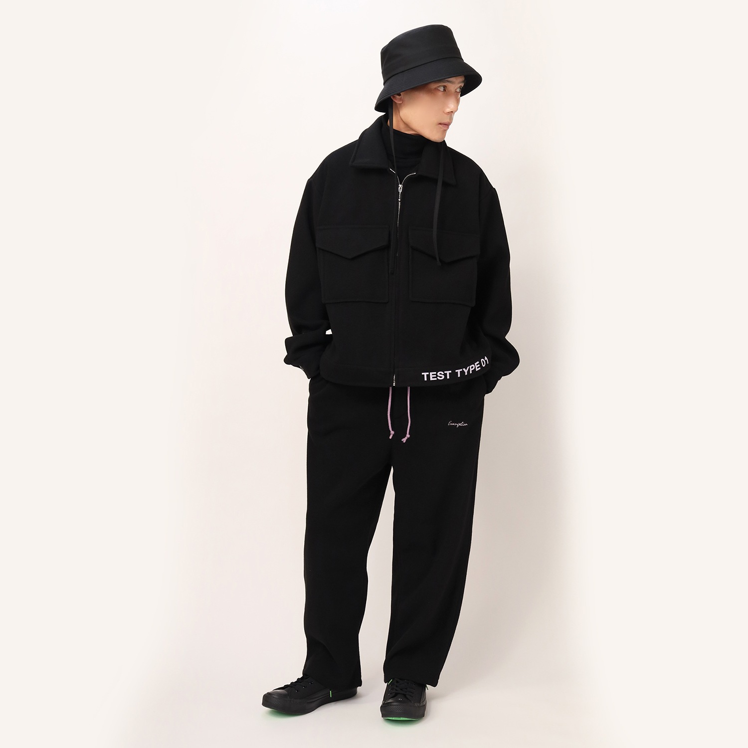 RADIO EVA Tapered Wide Pants (BLACK)