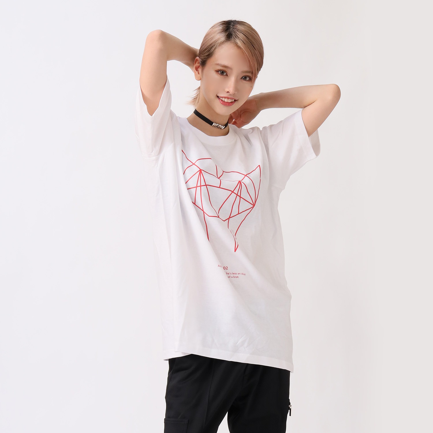 GEOMETRIC ASUKA T-Shirt (WHITE×RED)