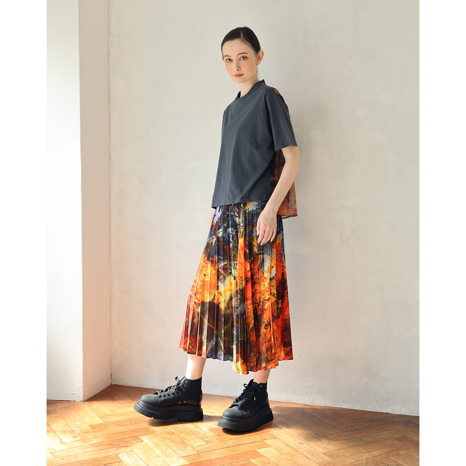 EVANGELION Graffiti Pleated Skirt by Cigarette-burns (YELLOW(EVA-00))