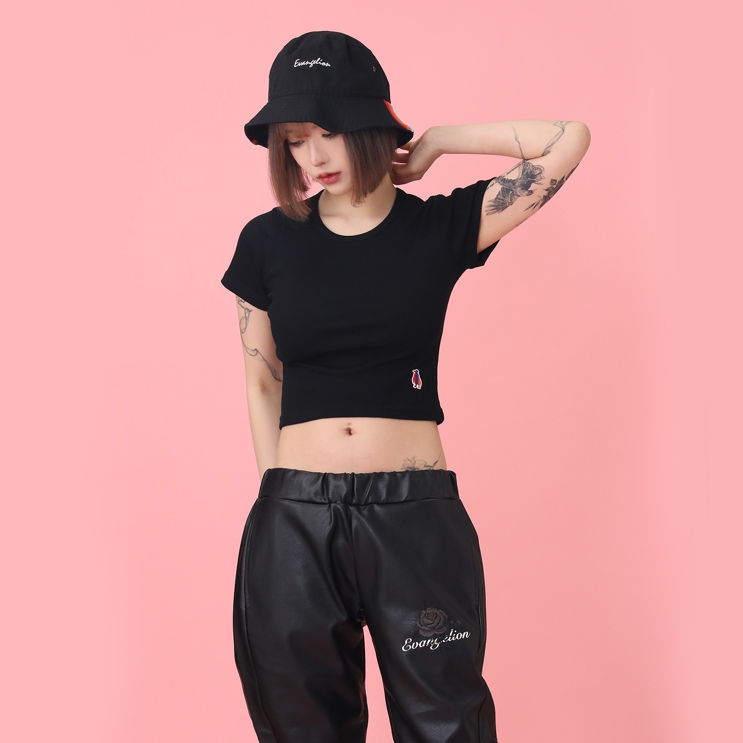 Rib Crop T-Shirt (BLACK)