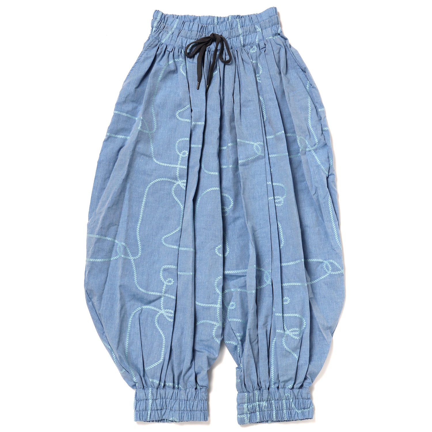 ߴ rope jacquard many many gather pants by 01u10 (BLUE(SHINJI))