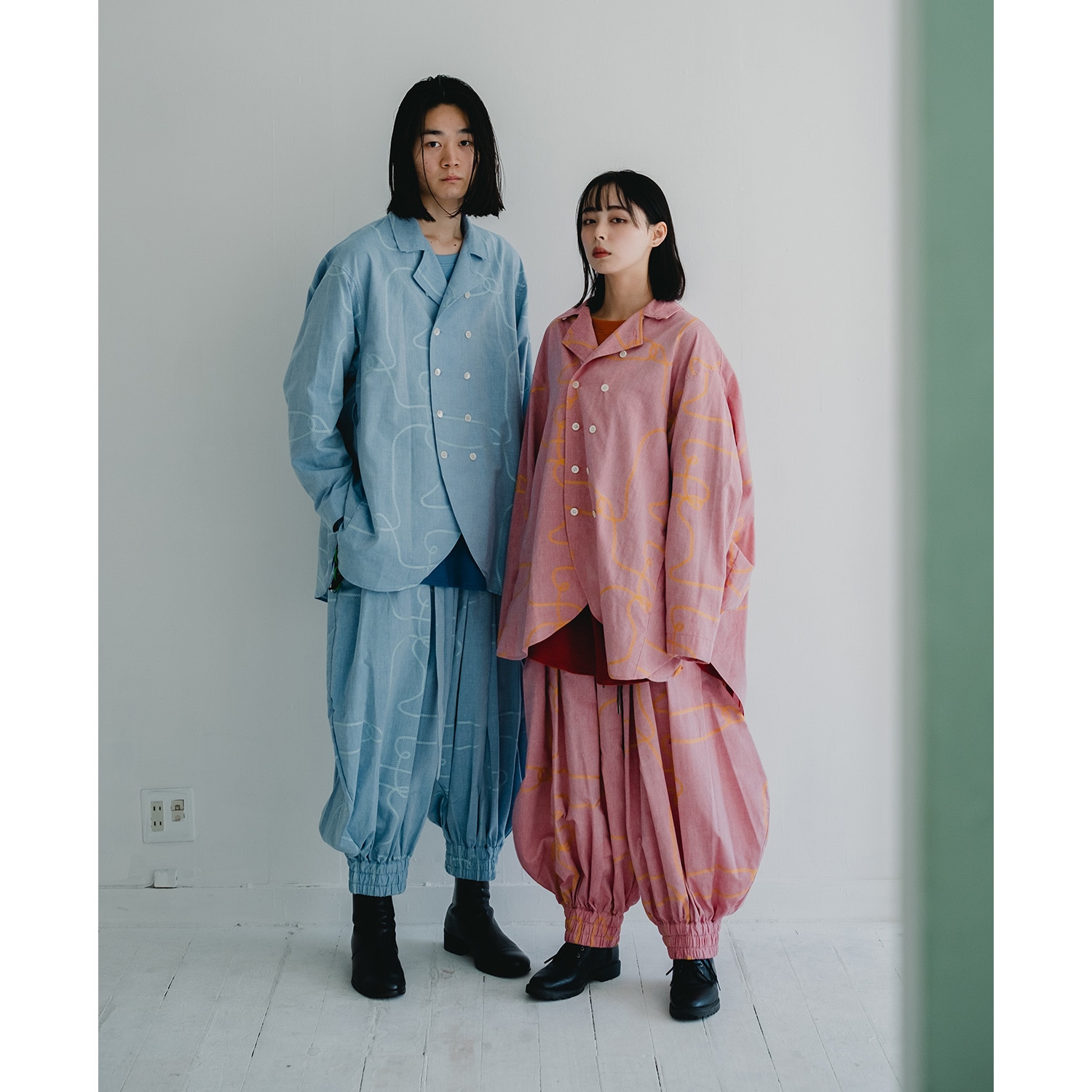 円環 rope jacquard many many gather pants by 01u10 (BLUE(SHINJI))