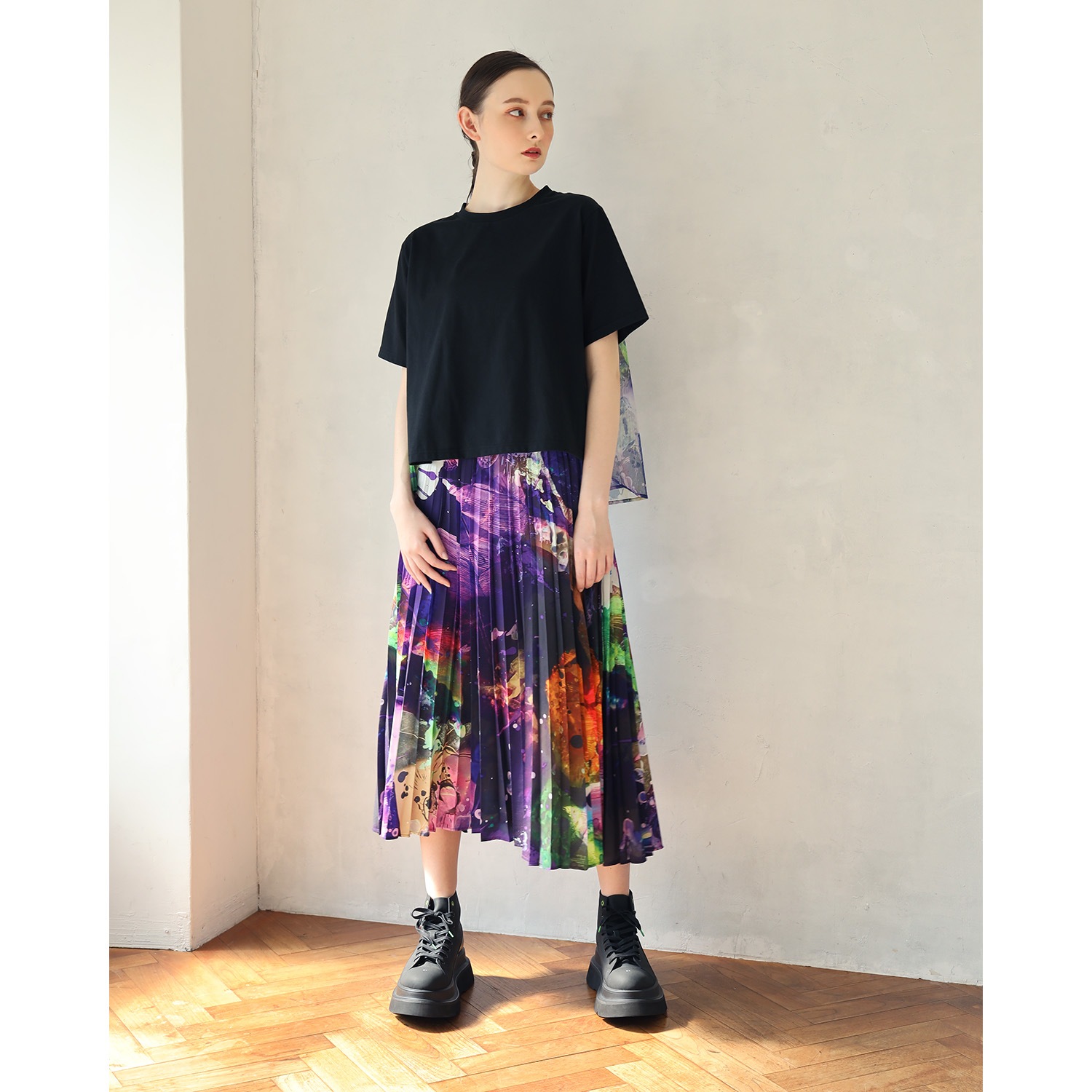 EVANGELION Graffiti Pleated Skirt by Cigarette-burns (PURPLE(EVA-01))
