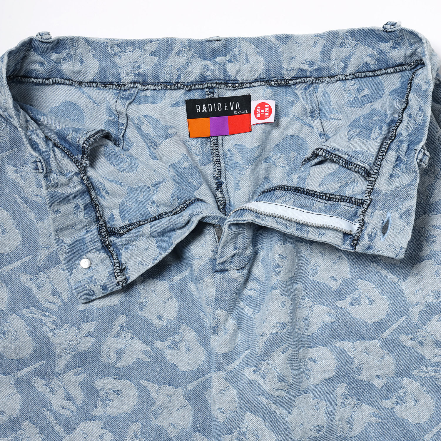 EVANGELION MONOGRAM JACQUARD DENIM PANTS (INDIGO)