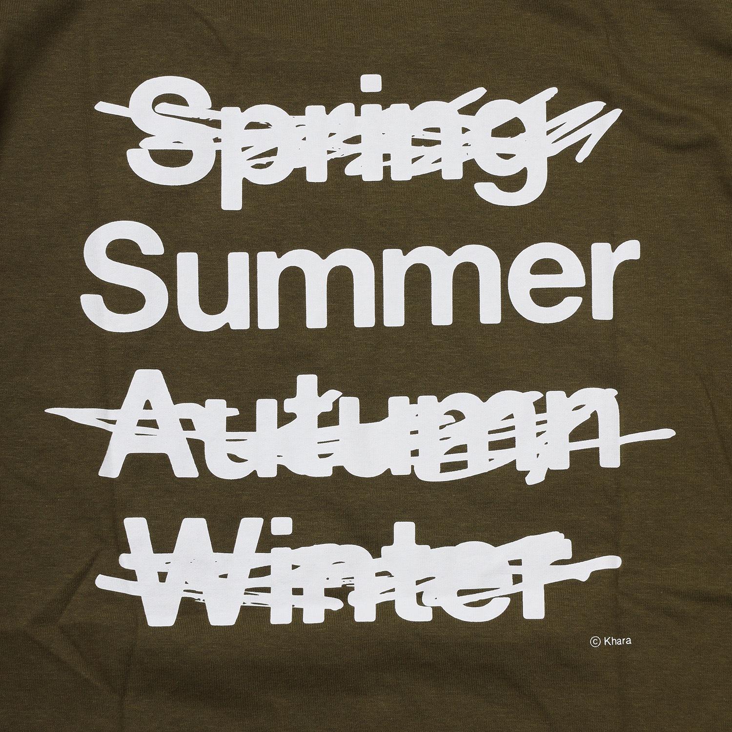 NEW ONLY SUMMER T-Shirt (OLIVE×WHITE)