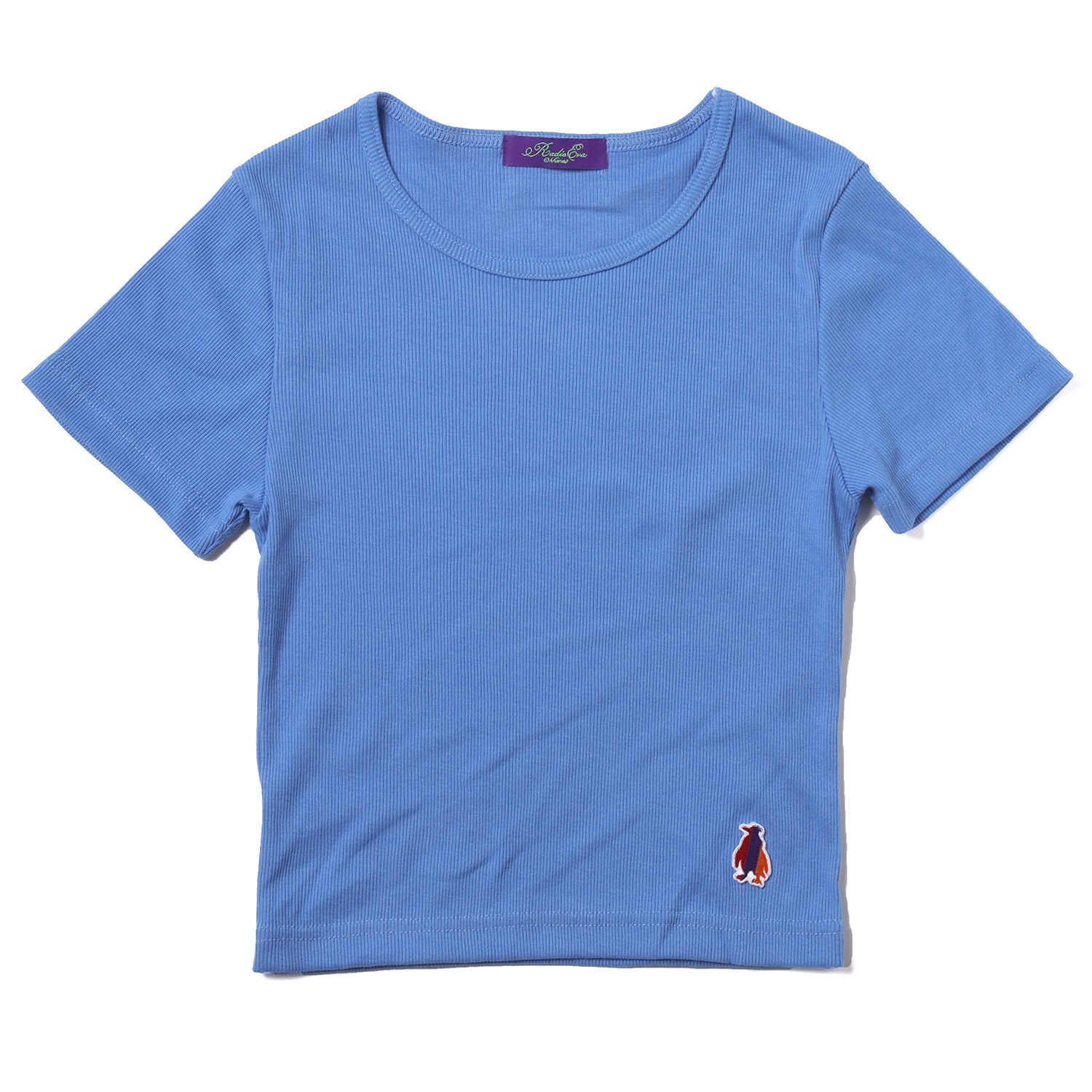 Rib Crop T-Shirt (BLUE)