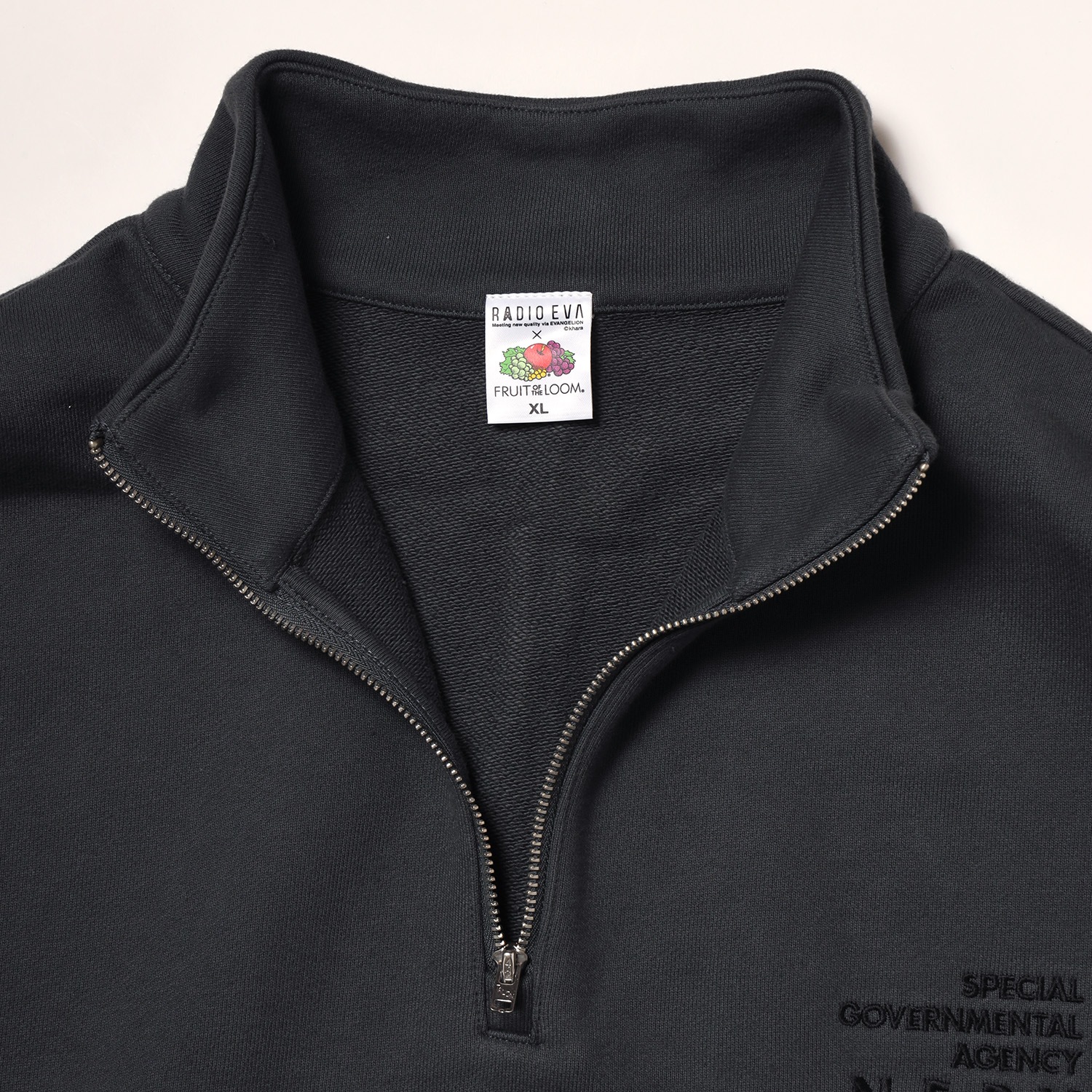 NERV Embroidery Half Zip Sweat  by FRUIT OF THE LOOM (CHARCOAL)