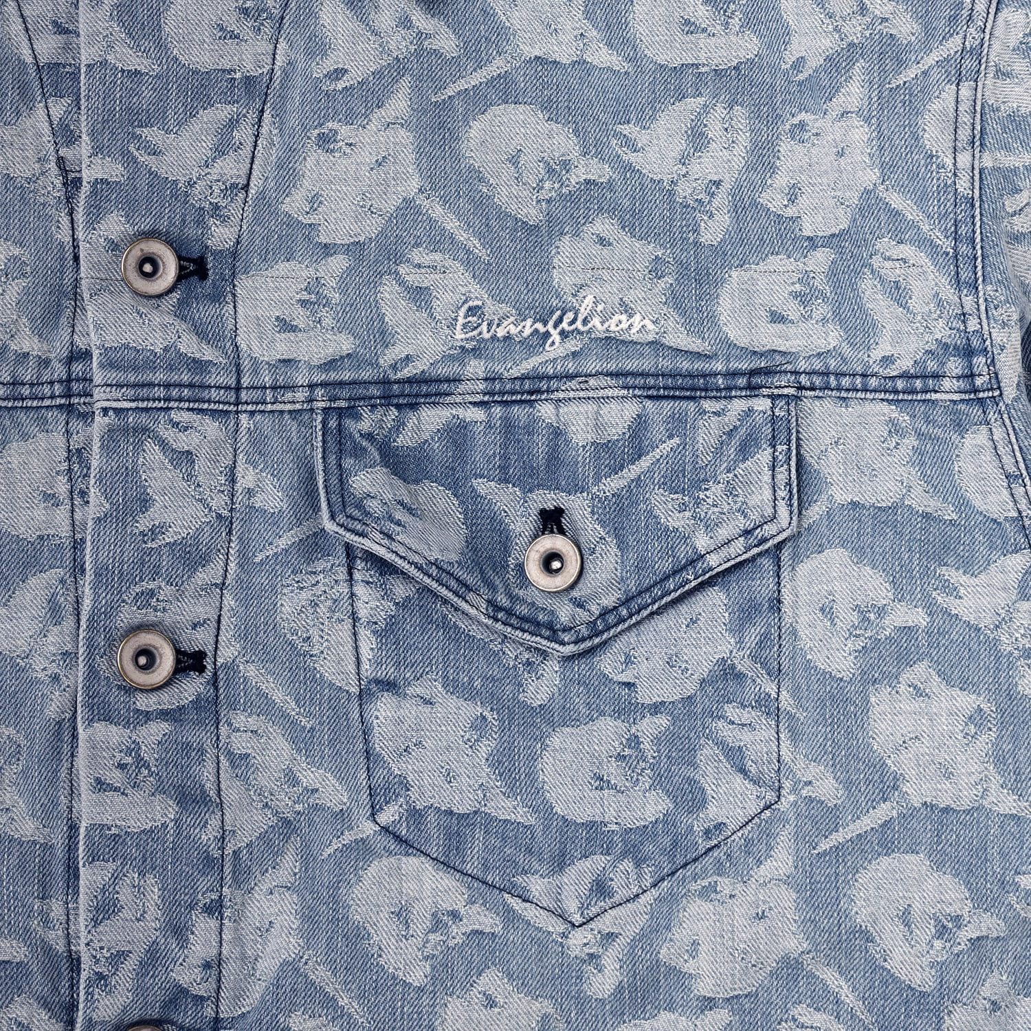 EVANGELION MONOGRAM JACQUARD DENIM TRUCKER JACKET（BLUE）