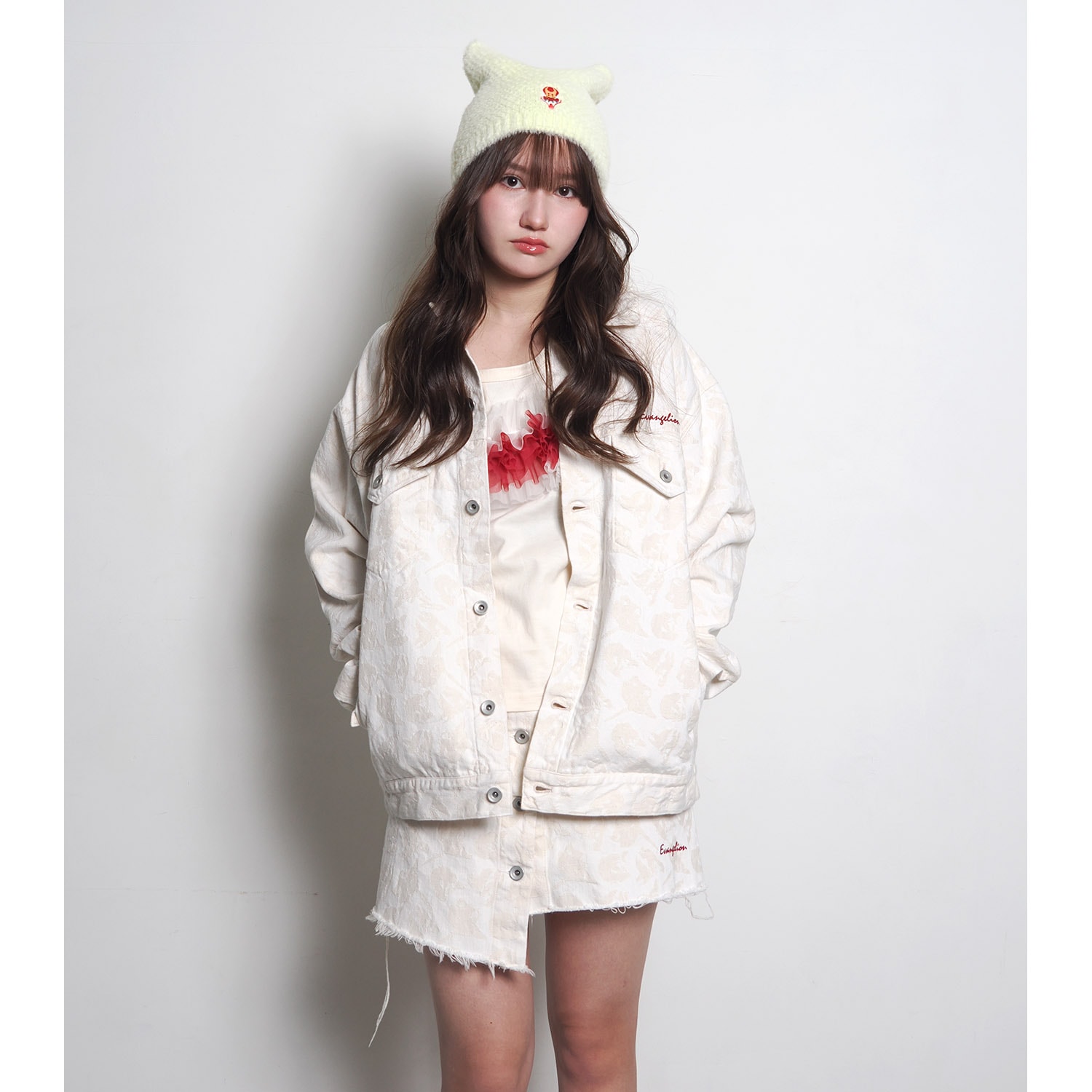 EVANGELION MONOGRAM JACQUARD DENIM TRUCKER JACKET（BLUE）