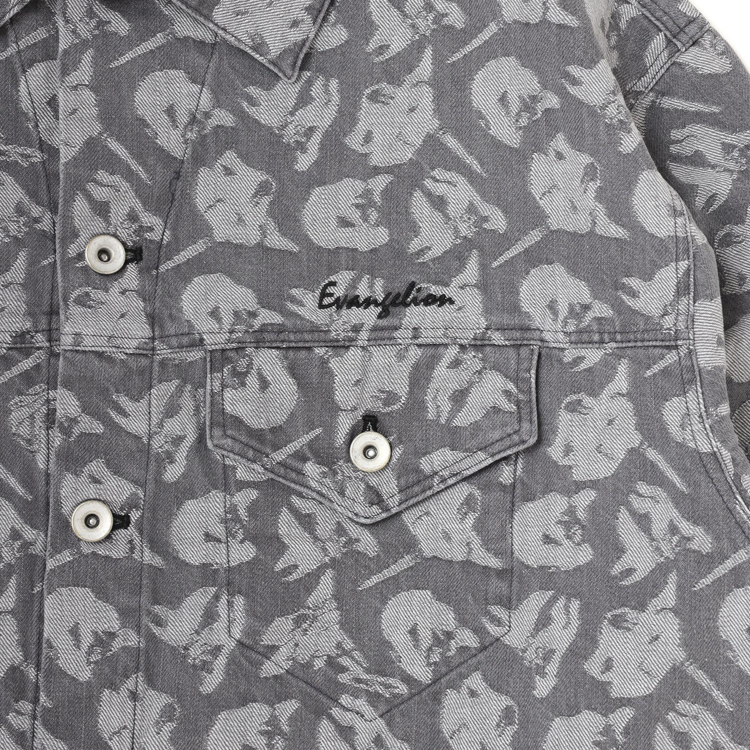 EVANGELION MONOGRAM JACQUARD DENIM TRUCKER JACKET（BLACK）