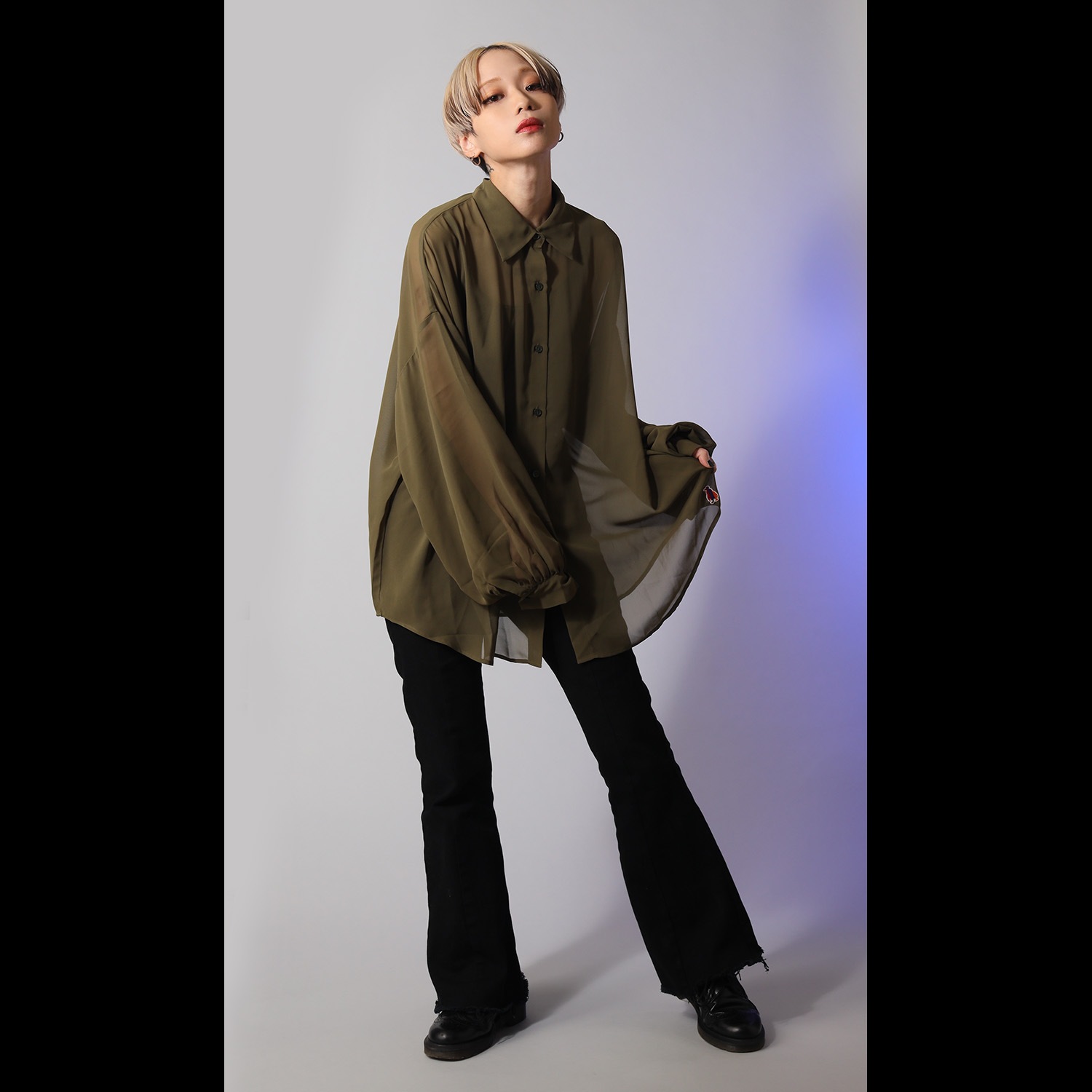 EVANGELION Sheer Shirt (OLIVE)