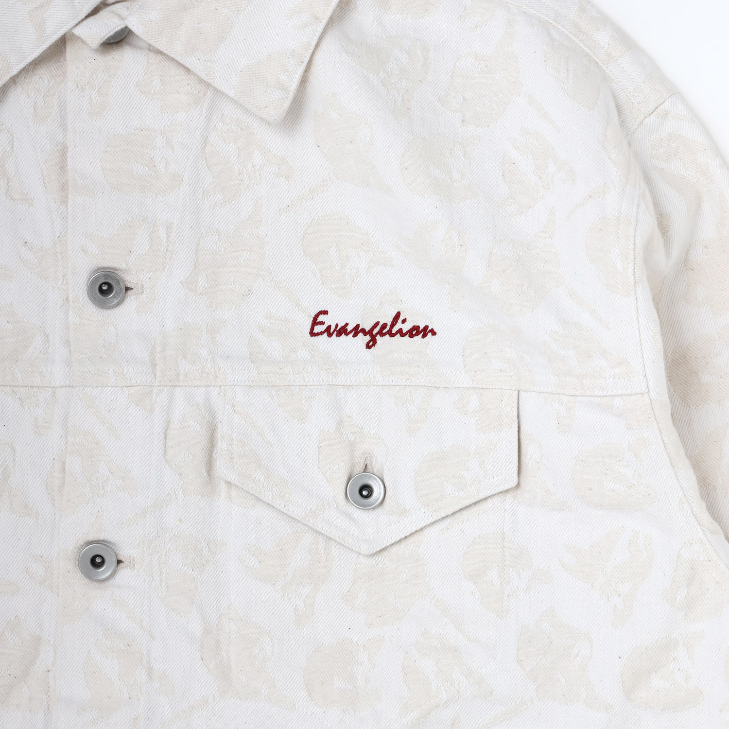 EVANGELION MONOGRAM JACQUARD DENIM TRUCKER JACKET（WHITE）