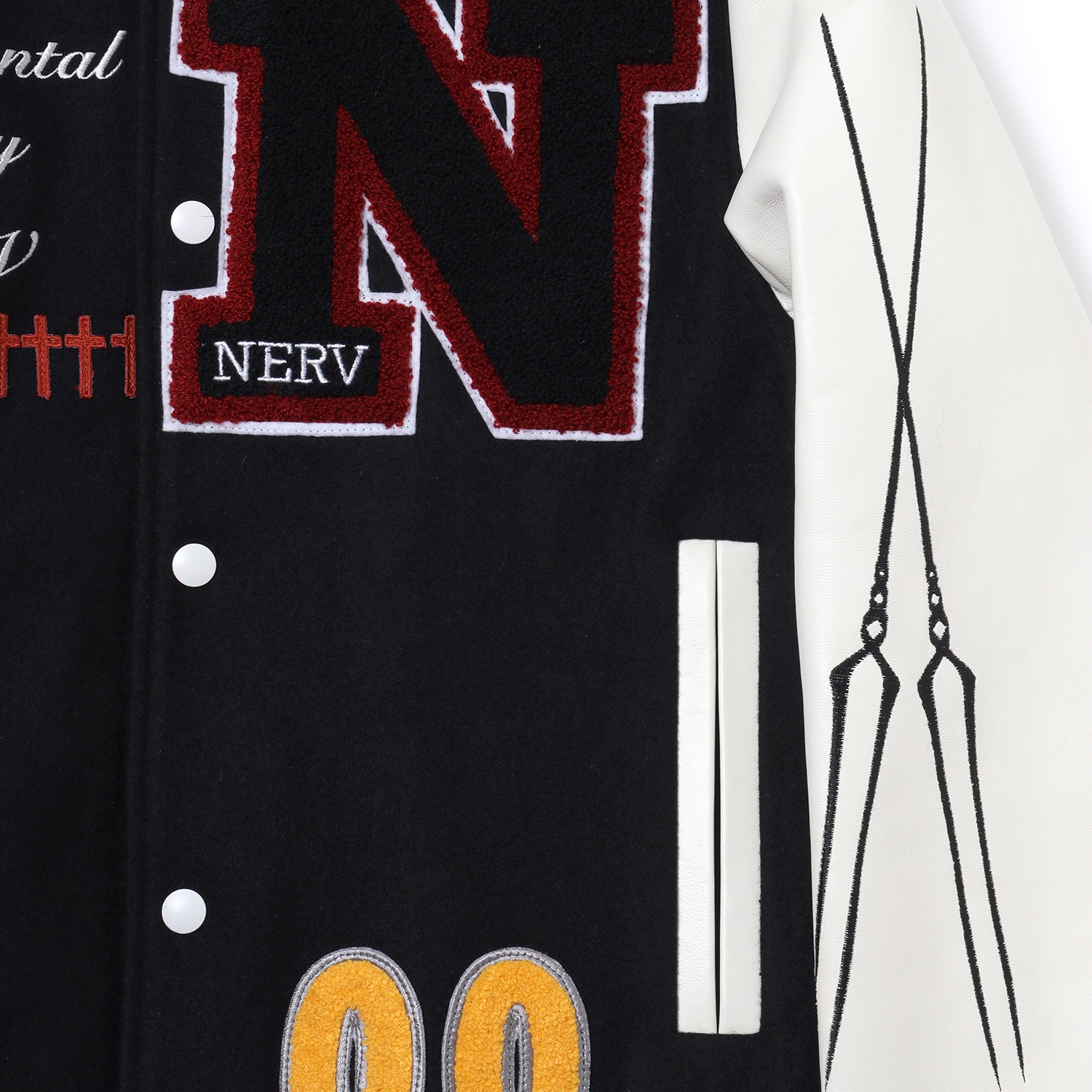 EVANGELION BASEBALL JACKET (BLACK×WHITE（NERV）)