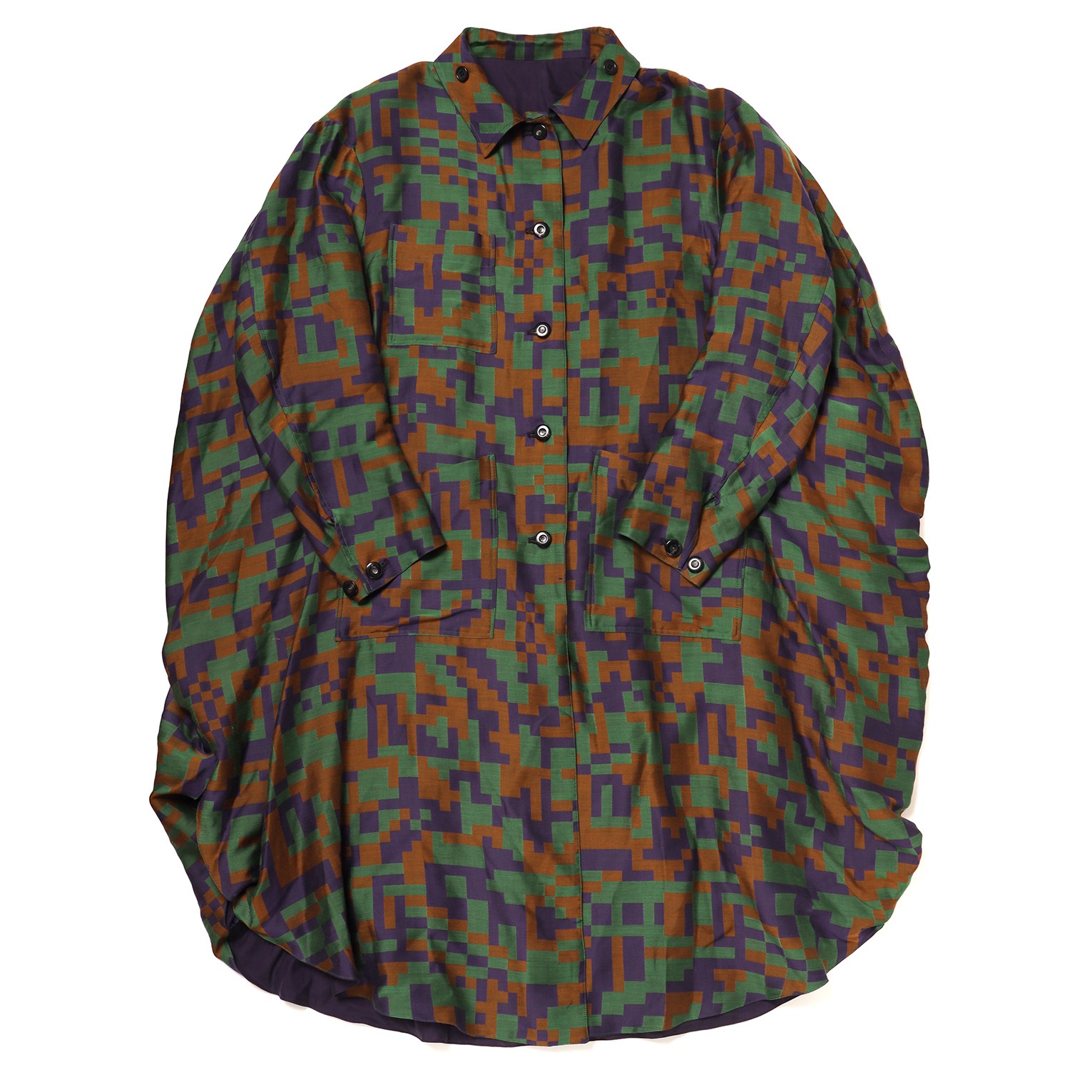 ߴ digital camouflage jacquard reversible coat by 01u10 (PURPLE(浡))