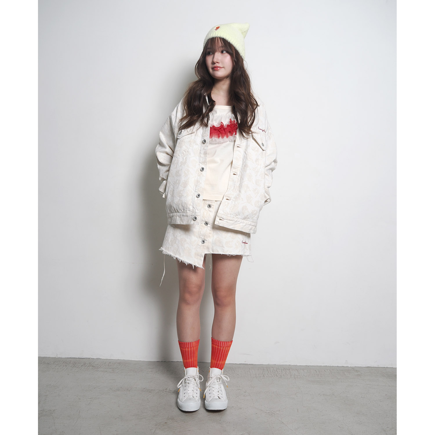 EVANGELION MONOGRAM JACQUARD DENIM SKIRT（BLACK）