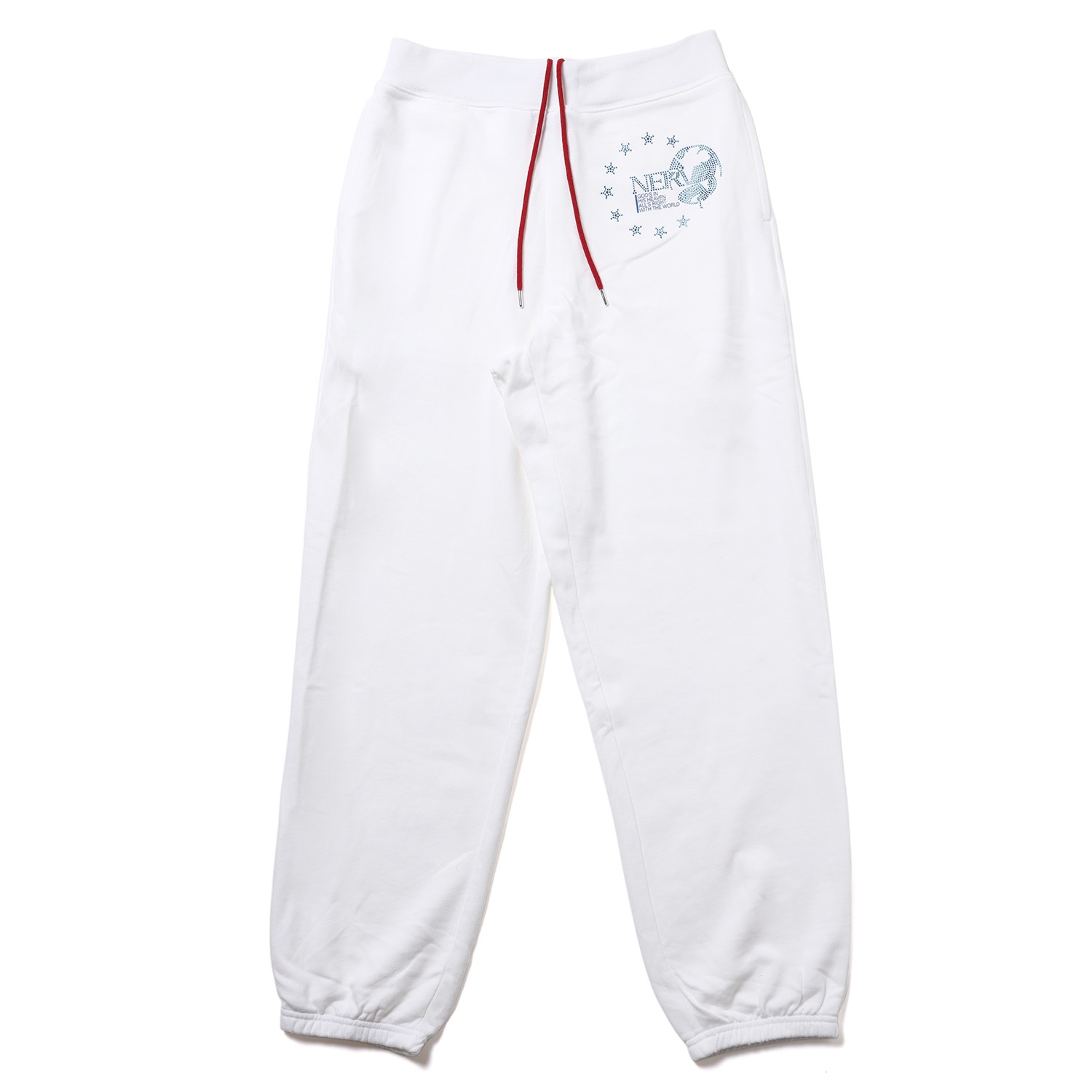 EURO NERV RHINESTONE SWEAT PANTS (WHITE)