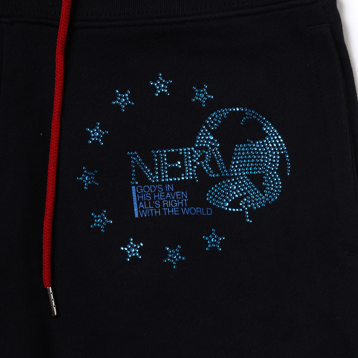 EURO NERV RHINESTONE SWEAT PANTS (BLACK)