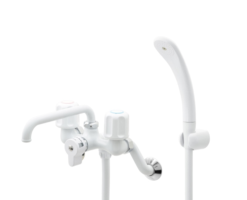 2ハンドルシャワー混合栓 浴室用水栓 (ホワイト おしゃれ)｜アトリエダダ