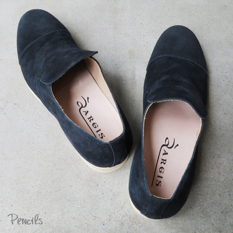 送料無料】〈ARGIS〉アルジス スエードスリッポン 56116〔ネイビー