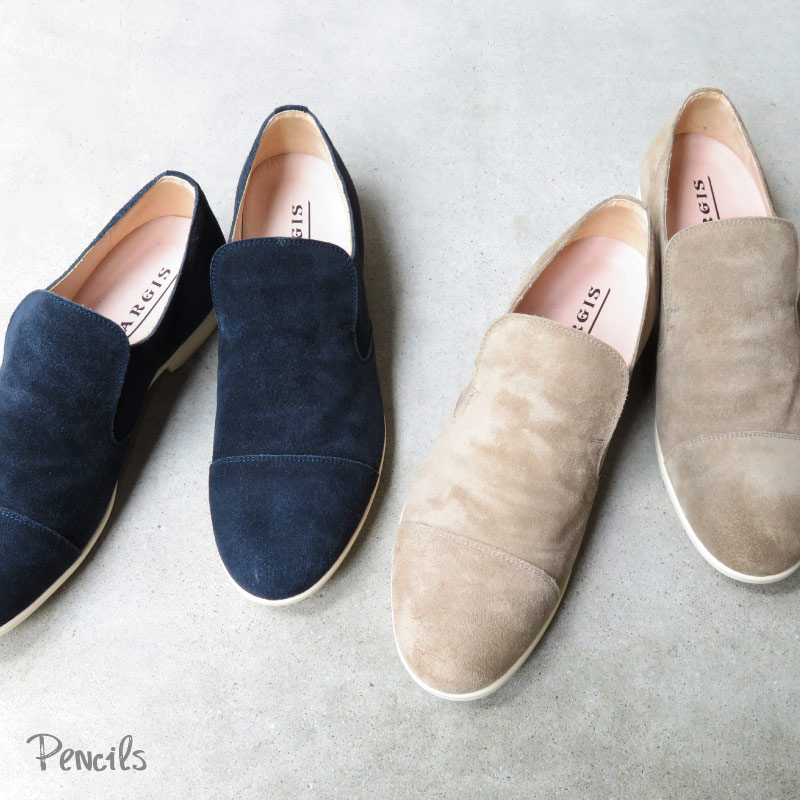 送料無料】〈ARGIS〉アルジス スエードスリッポン 56116〔ネイビー