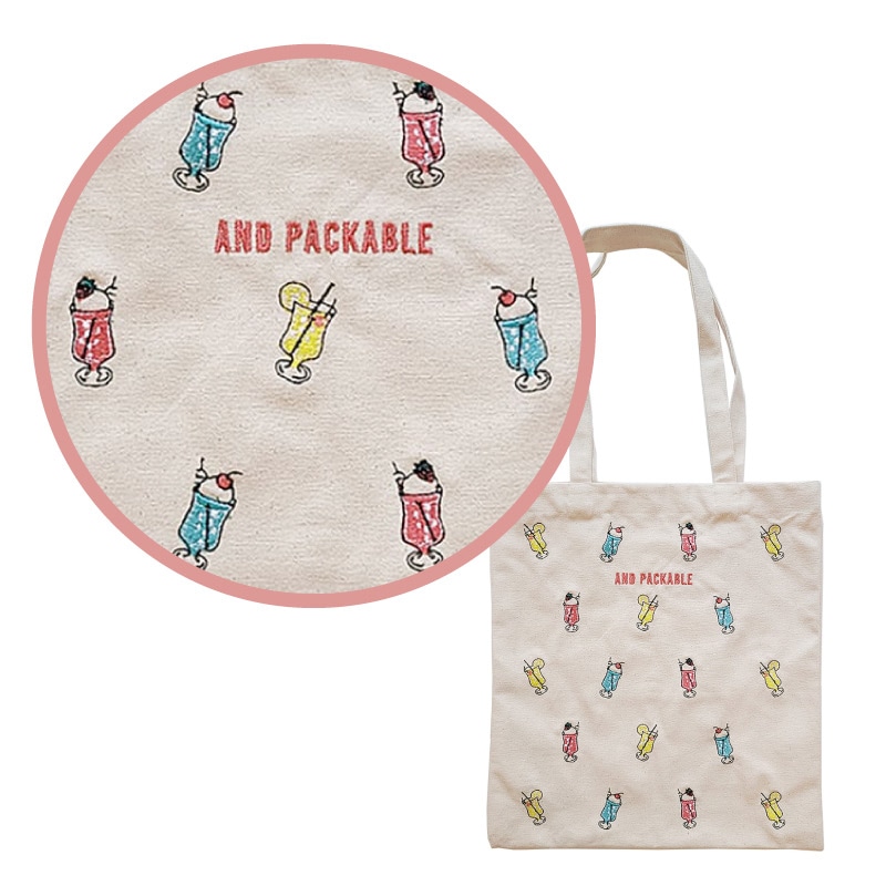 クリームソーダの刺繍トートバッグ | ファッションアイテム,すべて