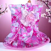 ペットの着物犬の着物恋の華大振袖お引きずりーピンク