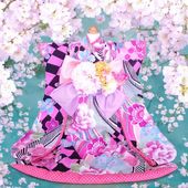 犬服のお引きずり着物桜舞いの彩ー和モダン大振袖